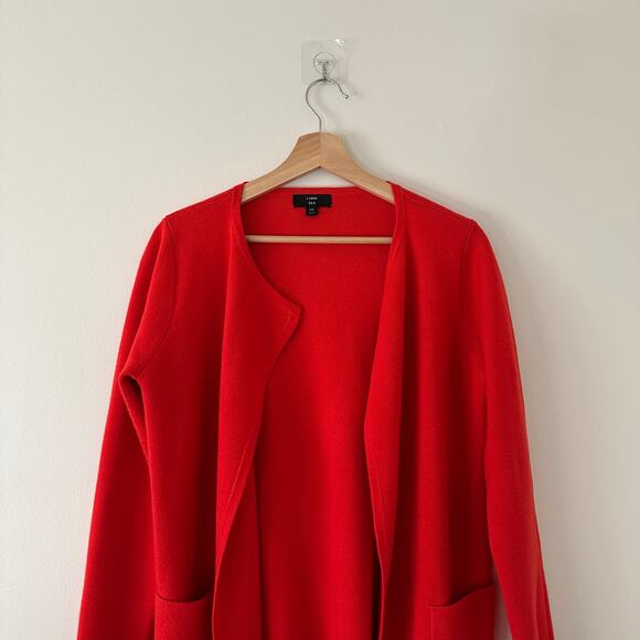 J. Crew 365 Juliette Open-Front Mid Length Knit Sweater Blazer Red XS - Picture 3 of 6
